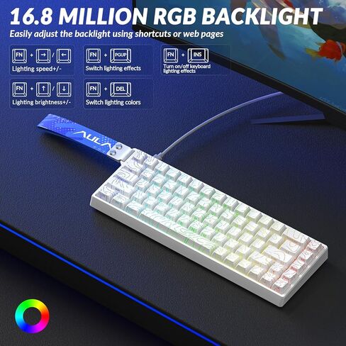 Aula WIN68 HE Ultra Wired Aluminum Mechanical Gaming Keyboard 60%, Automated Input, Adjustable Drive for Quick Trigger Mode, 8000Hz Polling Rate, Hall Effect Magnetic Switch, RGB Backlit Keyboard in Kuwait