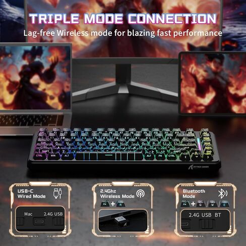 ATTACK SHARK X82PRO HE 75% Wireless Rapid Trigger Gaming Keyboard, Hall Effect Magnetic Switch Keyboard with 0.01mm RT Adjustable Actuation, 8Khz Polling Rate, Hot-Swap, RGB, for PC Gamer (Comic) in Saudi Arabia