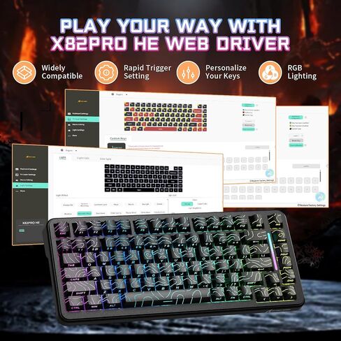 ATTACK SHARK X82PRO HE 75% Wireless Rapid Trigger Gaming Keyboard, Hall Effect Magnetic Switch Keyboard with 0.01mm RT Adjustable Actuation, 8Khz Polling Rate, Hot-Swap, RGB, for PC Gamer (Comic) in Saudi Arabia