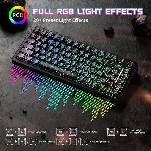 ATTACK SHARK X82PRO HE 75% Wireless Rapid Trigger Gaming Keyboard, Hall Effect Magnetic Switch Keyboard with 0.01mm RT Adjustable Actuation, 8Khz Polling Rate, Hot-Swap, RGB, for PC Gamer (Comic) in Saudi Arabia