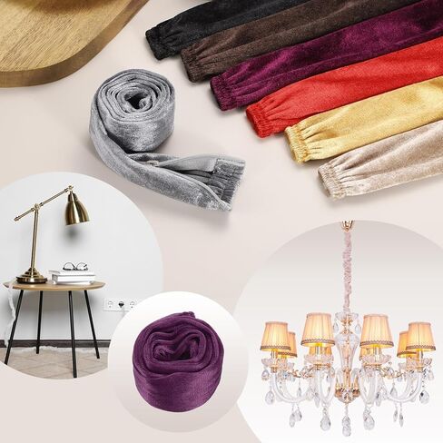 patikil 5.9ft الثريا سلسلة غطاء الحبل، 2 جهاز كمبيوتر شخصى القماش المخملي سلسلة الأكمام الزخرفية يغطي الحبل لأسلاك الثريا كابل سوينغ، نمط سستة، القهوة الخفيفة in Kuwait