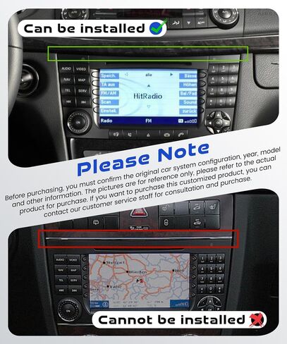 راديو 2G+64G لسيارة Mercedes Benz E Class W211 E200 مع Carplay لاسلكي/Android Auto، ستيريو بشاشة لمس Android 7 بوصة، بلوتوث، GPS، SWC+ كاميرا احتياطية in Saudi Arabia