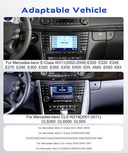 راديو 2G+64G لسيارة Mercedes Benz E Class W211 E200 مع Carplay لاسلكي/Android Auto، ستيريو بشاشة لمس Android 7 بوصة، بلوتوث، GPS، SWC+ كاميرا احتياطية in Saudi Arabia