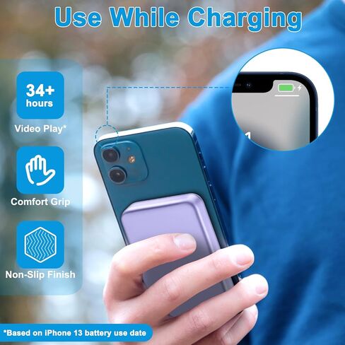 AOGUERBE for Magsafe Portable Charger, 10000mAh Wireless Magnetic Power Bank PD 22.5W Fast Charging Battery Pack with LED Display for iPhone 17/16/15/14/13/12 Series-White in Kuwait