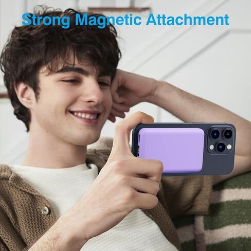 AOGUERBE for Magsafe Portable Charger, 10000mAh Wireless Magnetic Power Bank PD 22.5W Fast Charging Battery Pack with LED Display for iPhone 17/16/15/14/13/12 Series-White in Kuwait