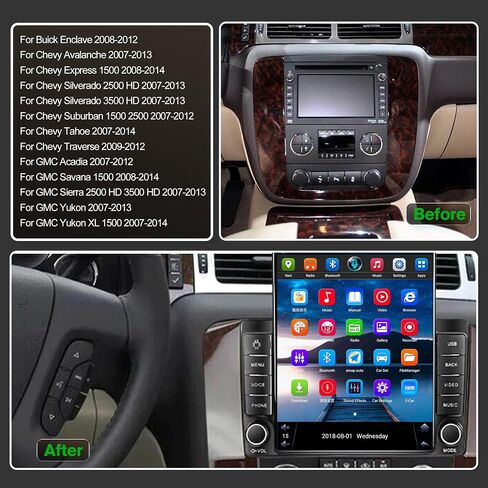 [4+64G] Android 13 Car Stereo with Wireless Carplay & Android Auto for Chevy for GMC 2007 2008 2009 2010 2011 2012 2013 2014 Radio Upgrade with AHD Camera,GPS Navigation,SWC,WiFi,FM,Bluetooth in Saudi Arabia