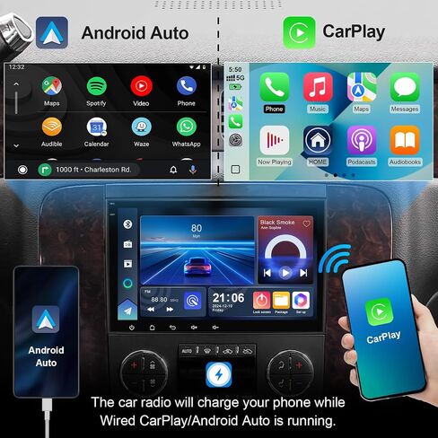 2+64G Android 14 Car Stereo for Chevrolet Silverado GMC Sierra Yukon 2007-2013 with 8 Inch IPS Touchscreen Multimedia Player Radio Built-in Wireless Carplay/Android Auto/GPS/Bluetooth 5.4/WIFI6/SWC in Saudi Arabia