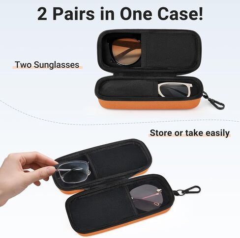Mkono Double Eyeglasses Case, EVA Hard Shell Travel Sunglasses Organizer with Zipper Closure Multiple Glasses Case for Travel Women Men Vehicle, Black in Saudi Arabia