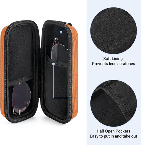 Mkono Double Eyeglasses Case, EVA Hard Shell Travel Sunglasses Organizer with Zipper Closure Multiple Glasses Case for Travel Women Men Vehicle, Black in Saudi Arabia