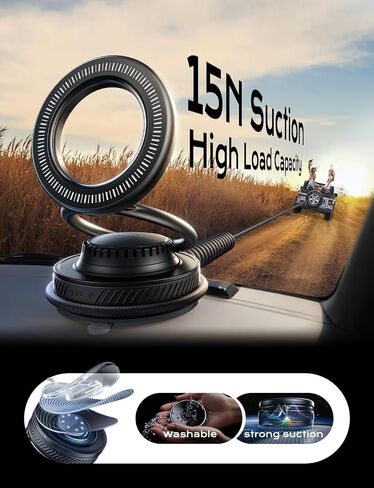 MAGIC JOHN Magnetic Phone Holders for Your Car [Car Aroma Mount] [2-in-1 Fragrance Diffuser & Phone Stand][Ultra-Suction Cup] 360° Adjustable Magnetic Phone Holder, Car Accessories for iPhone, Black in Saudi Arabia