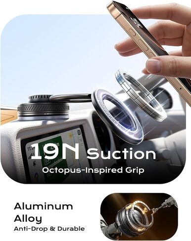 MAGIC JOHN Magnetic Phone Holders for Your Car [Car Aroma Mount] [2-in-1 Fragrance Diffuser & Phone Stand][Ultra-Suction Cup] 360° Adjustable Magnetic Phone Holder, Car Accessories for iPhone, Black in Saudi Arabia