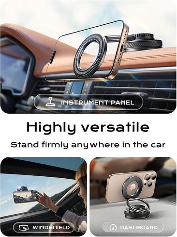 MAGIC JOHN Magnetic Phone Holders for Your Car [Car Aroma Mount] [2-in-1 Fragrance Diffuser & Phone Stand][Ultra-Suction Cup] 360° Adjustable Magnetic Phone Holder, Car Accessories for iPhone, Black in Saudi Arabia