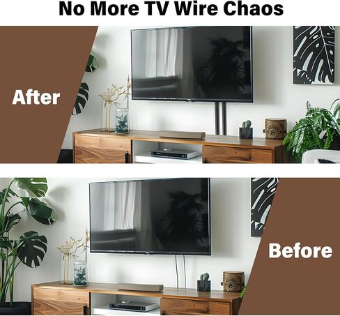 Cord Hider for Wall Mounted TV, 118" One Cable Cover with Side Open, Flexible Silicone Wire Raceway Management,Self-Adhesive Cord Organizer,Wire Concealer Channel, Black in Saudi Arabia