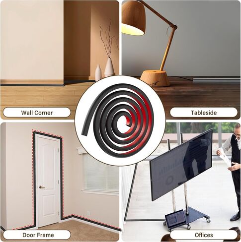 Cord Hider for Wall Mounted TV, 118" One Cable Cover with Side Open, Flexible Silicone Wire Raceway Management,Self-Adhesive Cord Organizer,Wire Concealer Channel, Black in Saudi Arabia