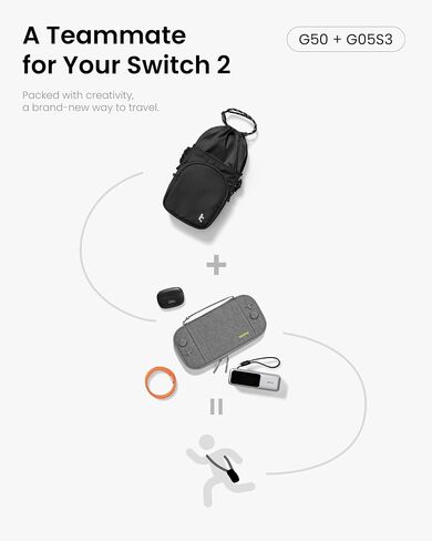 حقيبة Tomtoc Sling Crossbody لجهاز Nintendo Switch 2، حافظة رفيعة، حقيبة ألعاب واقية لحمل الصدر أثناء السفر in Saudi Arabia