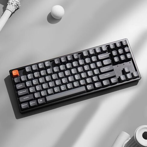 لوحة مفاتيح ميكانيكية لاسلكية Keychron K8 Max TKL، QMK 2.4 جيجا هرتز/بلوتوث 5.1/سلكية مع إطار من الألومنيوم، مفتاح Keychron Super Banana بإضاءة خلفية RGB وقابل للتبديل السريع لنظام التشغيل Mac Windows Linux in Saudi Arabia