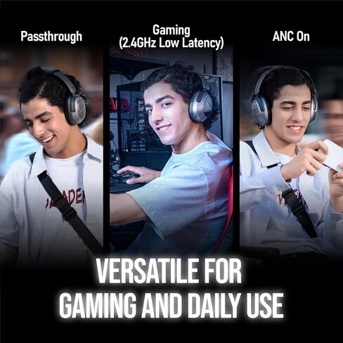 OXS Storm A2 Wireless Gaming Headset, Active Noise Cancellation, Over Ear Headphone with Mic, Bluetooth 5.4 & 2.4GHz Low Latency, Dual EQ Modes, 70H Playtime, for PC, Switch, PS4, PS5, Mobile, Black in Saudi Arabia