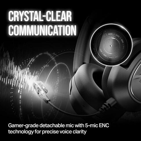 OXS Storm A2 Wireless Gaming Headset, Active Noise Cancellation, Over Ear Headphone with Mic, Bluetooth 5.4 & 2.4GHz Low Latency, Dual EQ Modes, 70H Playtime, for PC, Switch, PS4, PS5, Mobile, Black in Saudi Arabia