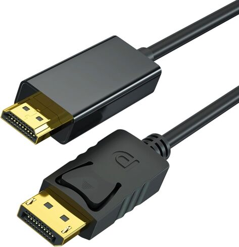 كابل DisplayPort إلى HDMI، منفذ عرض 4K أحادي الاتجاه (DP) من الكمبيوتر إلى كابل شاشة HDMI مطلي بالذهب، متوافق مع Lenovo وHP وASUS وDell وThinkPad وNVIDIA والمزيد - 6 أقدام/1.8 متر in Saudi Arabia