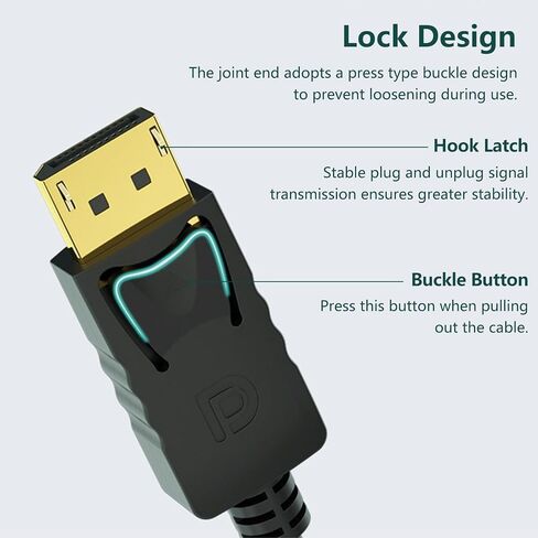 كابل DisplayPort إلى HDMI، منفذ عرض 4K أحادي الاتجاه (DP) من الكمبيوتر إلى كابل شاشة HDMI مطلي بالذهب، متوافق مع Lenovo وHP وASUS وDell وThinkPad وNVIDIA والمزيد - 6 أقدام/1.8 متر in Saudi Arabia