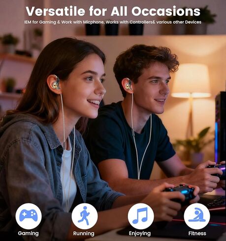 سماعات أذن سلكية IEM، سماعات رأس QKZ Ak6 SRS للألعاب داخل الأذن مع 11 مم DD لصوت عالي الدقة وشفاف، سماعات أذن مزودة بميكروفون وكابل OFC للألعاب وموسيقيي الفيديو والمغنيين in Kuwait