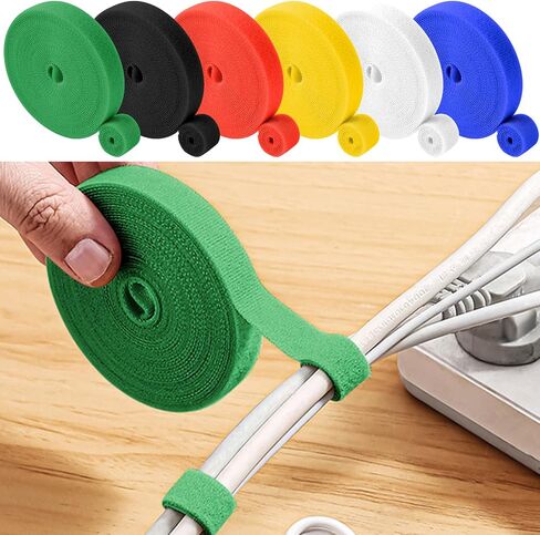 6.5ft x 1 Pack Reusable Cable Ties, Adjustable Cord Straps, Cable Organizer, Cord Wrap and Hook Loop Cords Management, Grey in Saudi Arabia