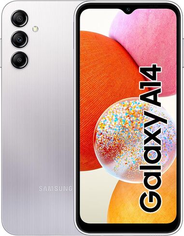 SAMSUNG Galaxy A14 (SM-A145P/DS) Dual SIM,128GB + 4GB, Factory Unlocked GSM, International Version (Fast Car Charger Bundle) - No Warranty - (Silver) in Saudi Arabia