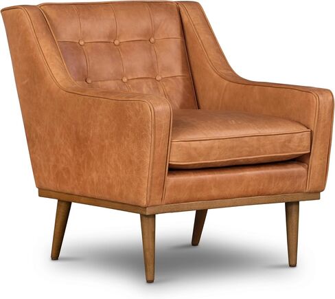 POLY & BARK Bo Lounge Chair in Full-Grain Pure-Aniline Italian Leather, Cognac Tan in Kuwait