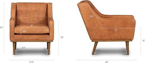 POLY & BARK Bo Lounge Chair in Full-Grain Pure-Aniline Italian Leather, Cognac Tan in Kuwait
