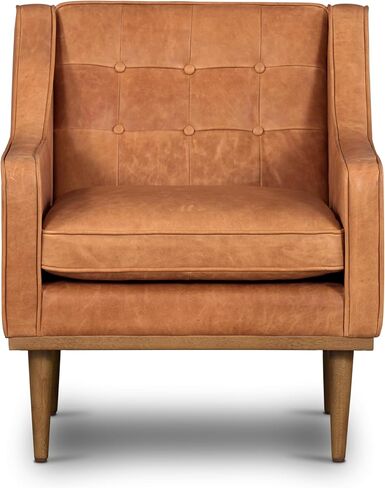 POLY & BARK Bo Lounge Chair in Full-Grain Pure-Aniline Italian Leather, Cognac Tan in Kuwait