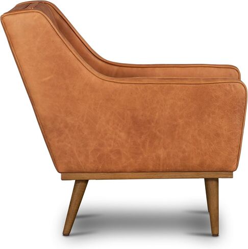 POLY & BARK Bo Lounge Chair in Full-Grain Pure-Aniline Italian Leather, Cognac Tan in Kuwait