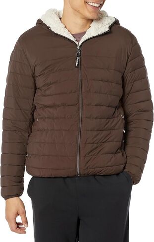 Calvin Klein mens Lightweight Packable Down Jacket With Fleece Bib and Removable Hood in Saudi Arabia