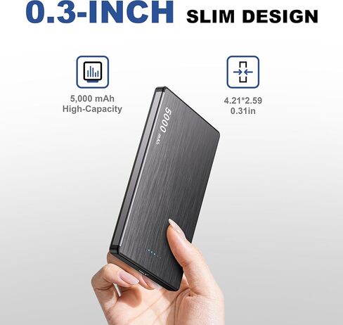 Magnetic Wireless Power Bank, 0.3" Ultra Slim PD 20W Portable Phone Charger Fast Charging, 5000mAh Battery Pack with USB C Cable, Powerbank for iPhone 16 Pro Max 16 Pro/17/16/15/14/13/12 Samsung in Saudi Arabia