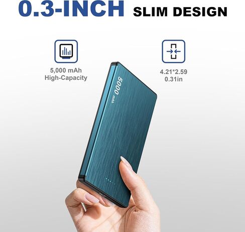 Magnetic Wireless Power Bank, 0.3" Ultra Slim PD 20W Portable Phone Charger Fast Charging, 5000mAh Battery Pack with USB C Cable, Powerbank for iPhone 16 Pro Max 16 Pro/17/16/15/14/13/12 Samsung in Saudi Arabia
