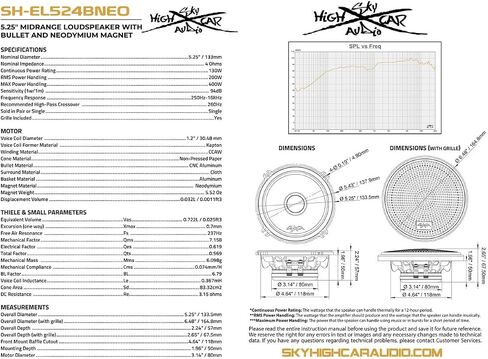 Sky High Car Audio SH-EL524BNEO 5.25" Neodymium Bullet Midrange Speaker in Saudi Arabia