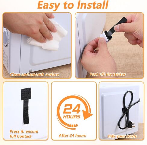 100Pcs Hook and Loop Cable Ties, Self Adhesive Wire Management Cable Clips Adjustable Hook and Loop Cable Straps Cord Wrappers Keeper Cord Holder for Kitchen Appliances Office Home (Black) in Saudi Arabia