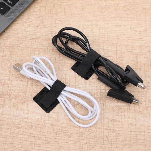 100Pcs Hook and Loop Cable Ties, Self Adhesive Wire Management Cable Clips Adjustable Hook and Loop Cable Straps Cord Wrappers Keeper Cord Holder for Kitchen Appliances Office Home (Black) in Saudi Arabia