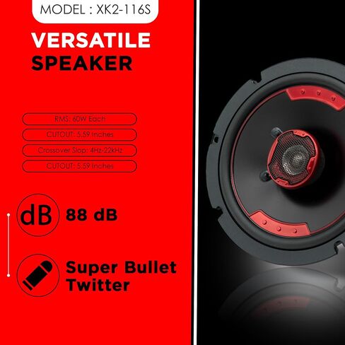 حزمة مكبرات الصوت MB Quart XK2-116S: زوجان من أنظمة السماعات المحورية ذات التركيب النحيف مقاس 6.5 بوصة بقدرة 240 وات ثنائية الاتجاه للحصول على صوت السيارة المتميز in Kuwait