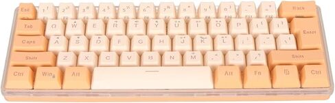 Generic لوحة مفاتيح سلكية صغيرة للألعاب مكونة من 61 مفتاحًا RGB بنسبة 60 بالمائة ميكانيكية مقلدة مدمجة للطابعة (أبيض وردي) in Kuwait