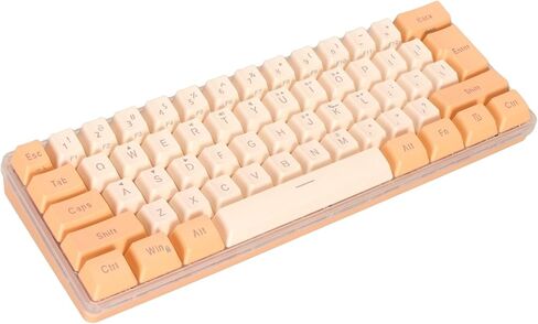 Generic لوحة مفاتيح سلكية صغيرة للألعاب مكونة من 61 مفتاحًا RGB بنسبة 60 بالمائة ميكانيكية مقلدة مدمجة للطابعة (أبيض وردي) in Kuwait