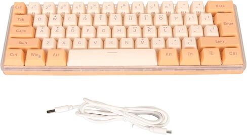 Generic لوحة مفاتيح سلكية صغيرة للألعاب مكونة من 61 مفتاحًا RGB بنسبة 60 بالمائة ميكانيكية مقلدة مدمجة للطابعة (أبيض وردي) in Kuwait