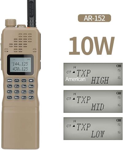 راديو Baofeng AR-152 Ham راديو 10 وات عالي الطاقة تكتيكي ثنائي الاتجاه مع بطارية أكبر قابلة لإعادة الشحن بقدرة 12000 مللي أمبير في الساعة، أجهزة اتصال لاسلكية طويلة المدى محمولة باليد، مجموعة كاملة in Saudi Arabia