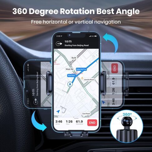 Phone Holders for Car, Air Vent Cell Phone Mount with Upgraded Metal Hook Clip, Universal Cradle for iPhone, Android & All Smartphones, Black in Saudi Arabia