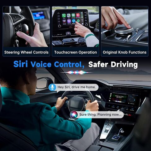 محول CarPlay اللاسلكي لهواتف iPhone، دونجل صغير جدًا 2 في 1 لجهاز Apple iOS10+، تحويل سلكي إلى CarPlay لاسلكي، اتصال فوري، مناسب للسيارات مع CarPlay مدمج، أسود in Kuwait