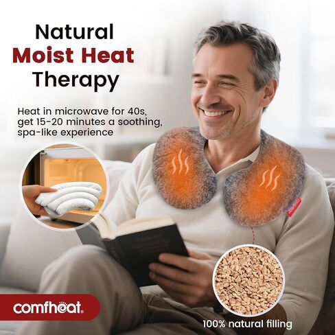 Neck Heating Pad Microwavable for Neck Pain Relief, Moist Hot Compress Microwave Neck Warmer Wrap for Neck Sore Muscles Relief, Lavender Aroma, 25 x 5.7 Inches, Blue in Saudi Arabia