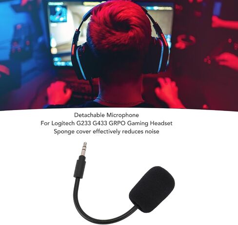 Gaming Mic, 3.5mm Microphone 3.5mm Plug Microphone Detachable Microphone Replacement Game Mic Headset Microphone for Logitech G233 G433 GRPO Gaming Headset in Saudi Arabia
