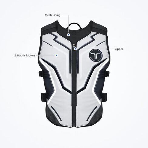 TactSuit Air ASH - سترة لمسية خفيفة الوزن لألعاب الواقع الافتراضي، 16 محركًا للتعليق، تدعم Meta Quest، PS VR2، وVR مستقل، اتصال بلوتوث لاسلكي in Kuwait