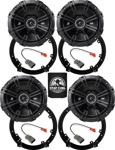 KICKER Speakers 6.5 inch for Honda Civic (Coupe, Sedan) 2016-2020 Upgrade Kit - 4 Pack of DS Series with Adapters and Harness, Coaxial 6 1/2 Car Audio Front and Rear Door Speaker DSC6504, 43DSC6504 in Saudi Arabia