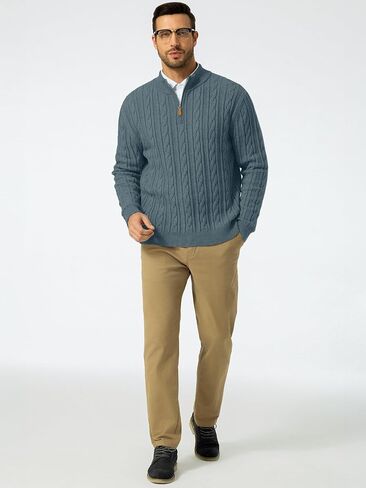Jmierr Men Quarter Zip Pulover Sweater Sweater Sweater Cable متماسكة من طوق اللينات المحبوك in Saudi Arabia