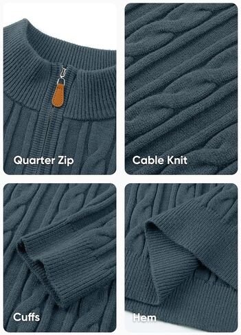Jmierr Men Quarter Zip Pulover Sweater Sweater Sweater Cable متماسكة من طوق اللينات المحبوك in Saudi Arabia
